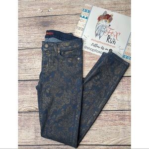 7 For All Mankind Blue and Gold Skinny Jeans